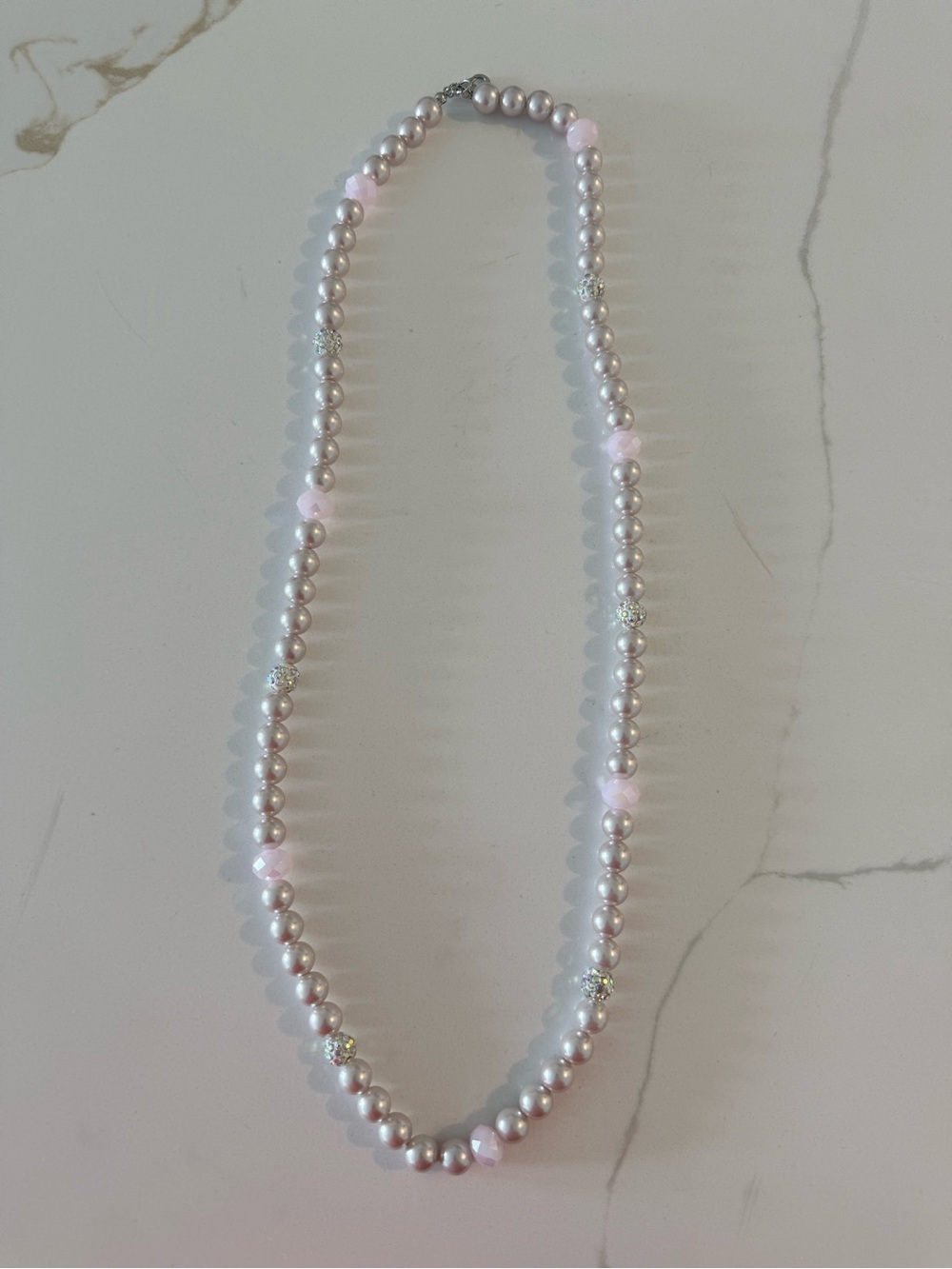 Elegant Pink Pearl Beaded Necklace